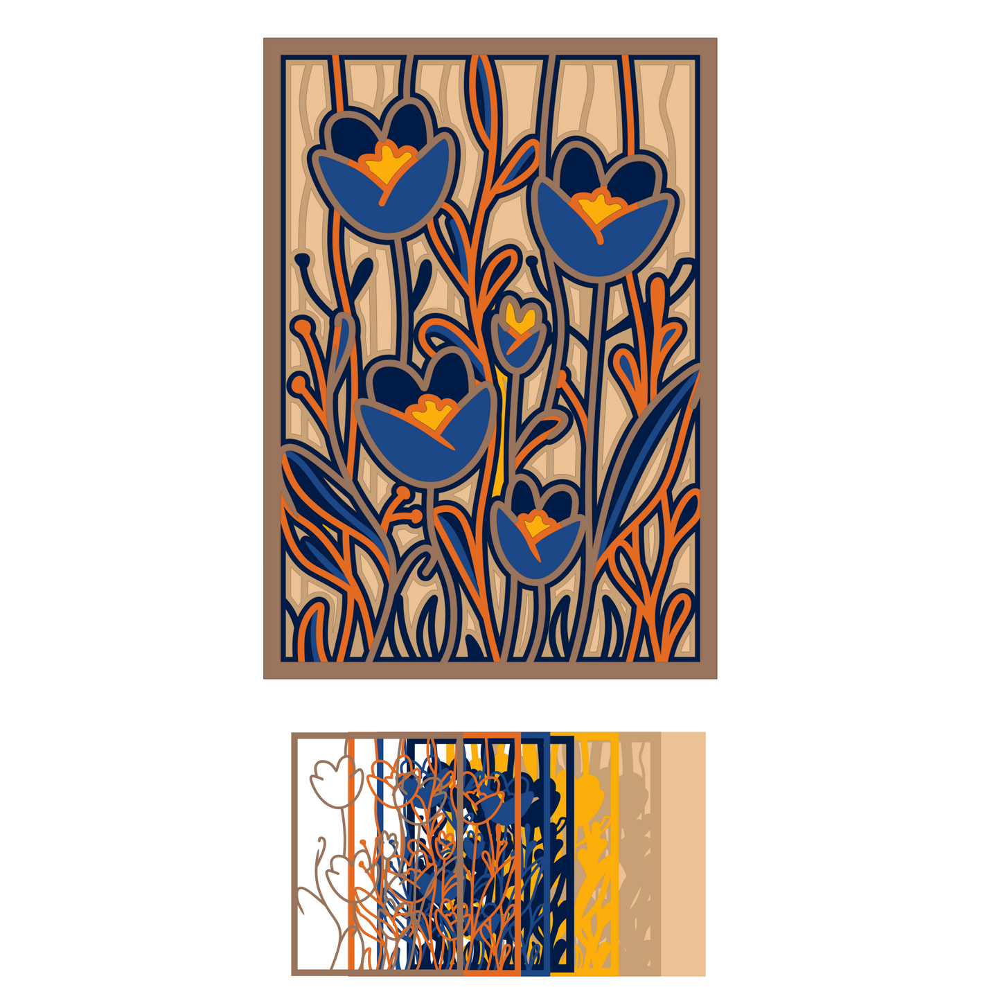 Flowers 8 - Layered Line Designs - Nature - Digital File Digital My Custom Designs