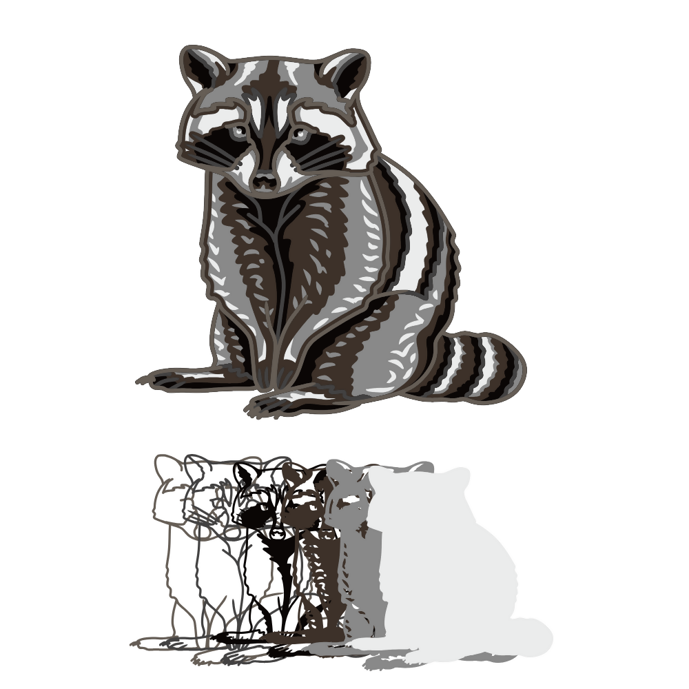 Raccoon - Animal - Layered Line Design - Digital File Digital My Custom Designs ZIP File