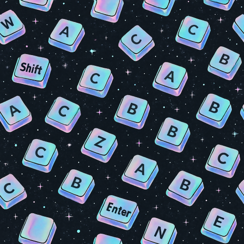 Technology and Digital - Holographic Keyboard Keys Floating In Space - Pattern - Digital File Digital My Custom Designs PDF