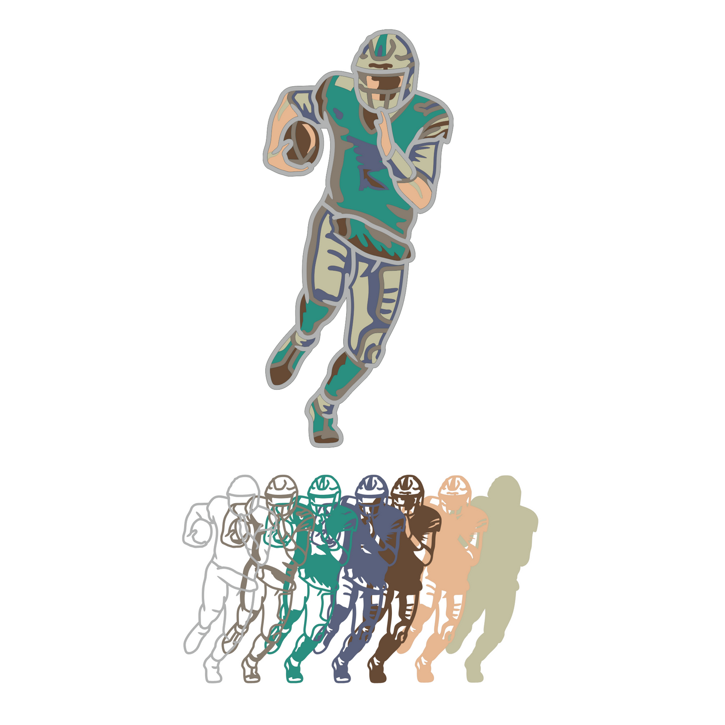 Football Player - Layered Line Designs - Vehicle - Digital File Digital My Custom Designs ZIP File