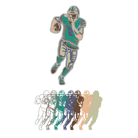 Football Player - Layered Line Designs - Vehicle - Digital File Digital My Custom Designs ZIP File