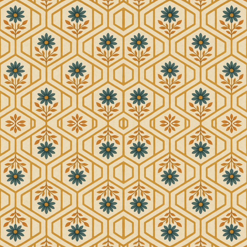 Floral Geometric Fusion - Floating Floral Tessellations Pattern - Digital File Digital My Custom Designs PDF