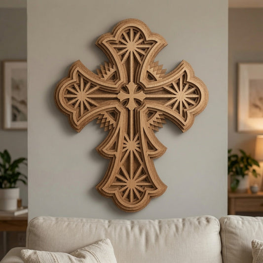 Fractal Cross - Layered Design Wall / Home Decor - Digital File - SVG - Digital