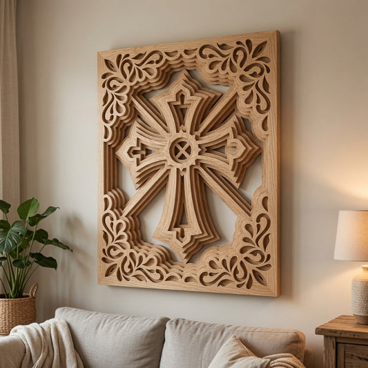 Framed Cross - Layered Design Wall / Home Decor - Digital File - SVG - Digital