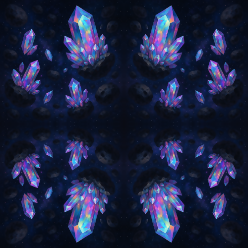 Futuristic and Sci-Fi - Iridescent Space Crystals And Floating Asteroids - Pattern - Digital File Digital My Custom Designs PDF