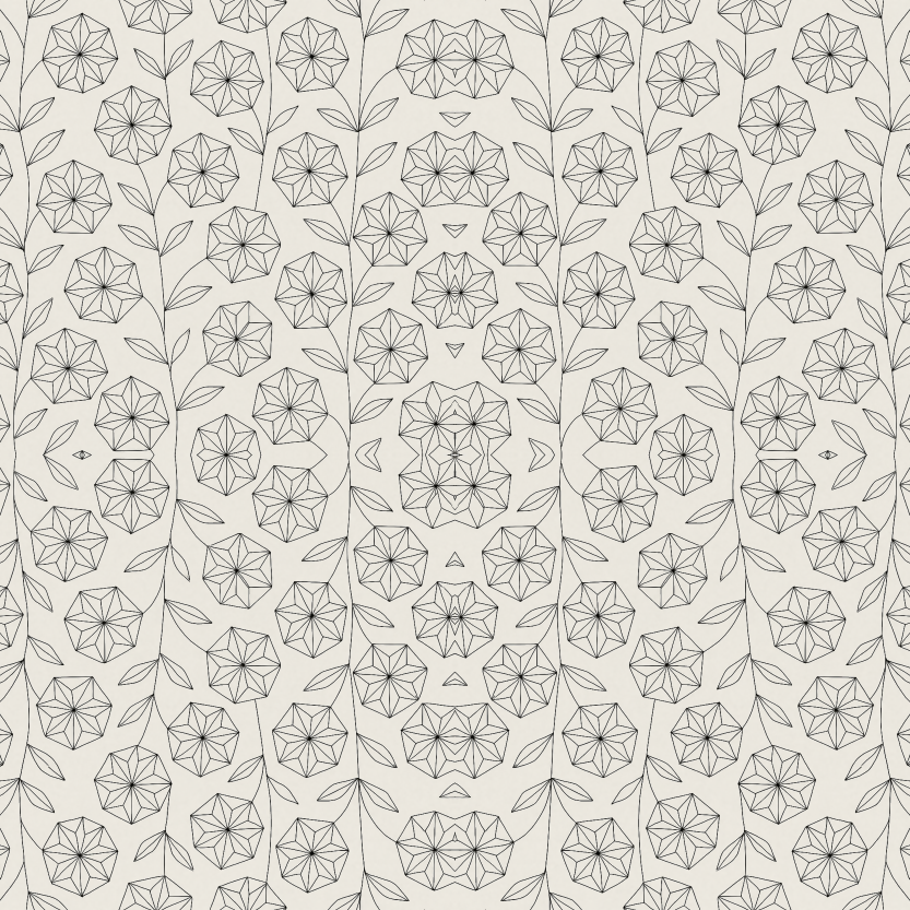 Floral Geometric Fusion - Wireframe Stems Forming Flower Constellations Pattern - Digital File Digital My Custom Designs PDF