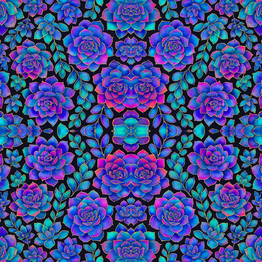 Floral and Botanical - Neon Watercolor Succulents - Pattern - Digital File Digital My Custom Designs PDF