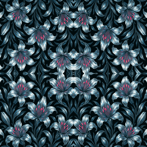 Holiday and Seasonal - Liquid Metal Easter Lilies With Neon Pink Stamens - Pattern - Digital File Digital My Custom Designs PDF