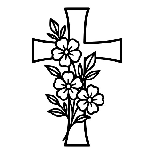 Cross With Flowers - Digital File - XCS Friendly Digital My Custom Designs PDF