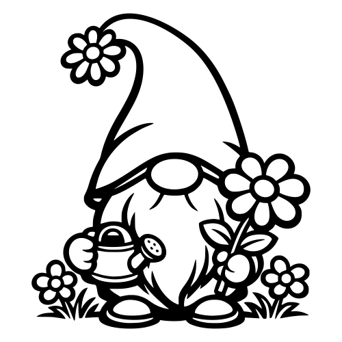 Garden Gnome with Flower Theme - Digital File - XCS Friendly Digital My Custom Designs PDF
