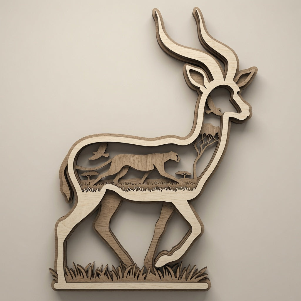 Gazelle - Safari - Layered Nature Design - Digital File - SVG - Digital
