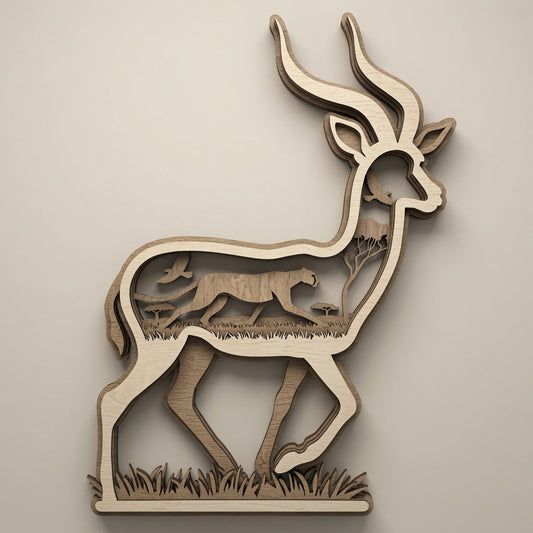 Gazelle - Safari - Layered Nature Design - Digital File - SVG - Digital
