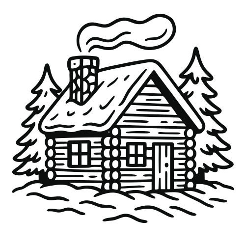 Winter Cabin Sketch - Digital File - XCS Friendly Digital My Custom Designs PDF