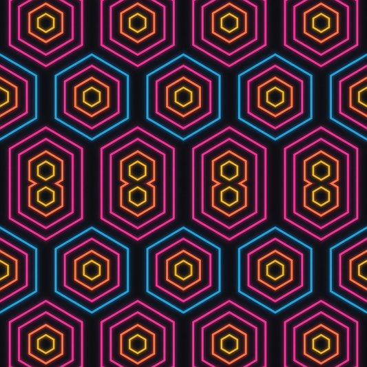 Geometric Abstract - Neon Concentric Hexagon Tunnels Pattern - Digital File Digital My Custom Designs PDF