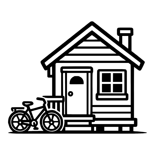 Tiny House with Bicycle Parked Outside - Vector Graphics - Digital File Digital My Custom Designs PDF