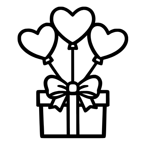 Gift Box with Heart Balloons Sketch - Digital File - XCS Friendly Digital My Custom Designs PDF