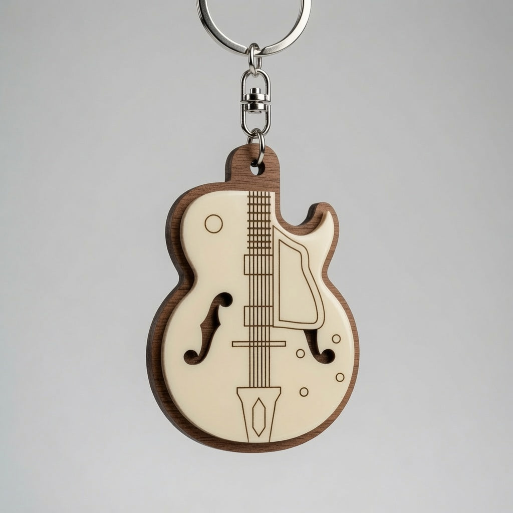 Guitar 2 Layer Keychain Design - Digital File - SVG - Layered Designs