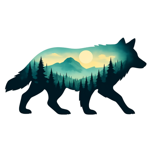 Nature & Outdoors - Wolf Forest - T Shirt Design - Digital File Digital My Custom Designs 300 DPI PNG