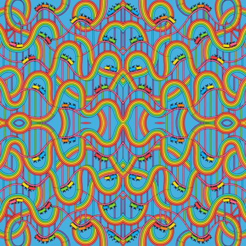 Kids and Playful - Rainbow Roller Coasters With Bright Candy Rails - Pattern - Digital File Digital My Custom Designs PDF