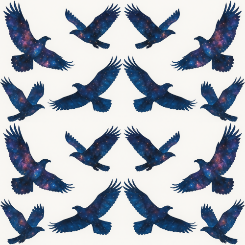Animal and Wildlife - Cosmic Eagle Silhouettes With Galactic Textures - Pattern - Digital File Digital My Custom Designs PDF