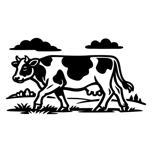 Cow Walking in Pasture - Vector Graphics - Digital File Digital My Custom Designs PDF