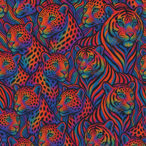 Animal and Wildlife - Psychedelic Big Cats With Rainbow Stripes - Pattern - Digital File Digital My Custom Designs PDF
