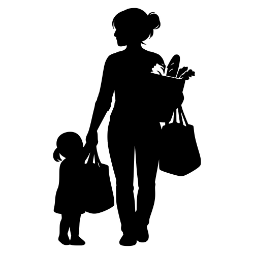 Mother and Child with Groceries - Vector Graphics - Digital File Digital My Custom Designs PDF