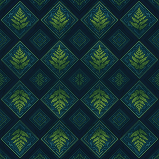 Floral Geometric Fusion - Geometric Ferns Inside Diamond Kaleidoscopes Pattern - Digital File Digital My Custom Designs PDF