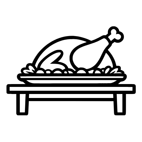 Roast Turkey on Table - Vector Graphics - Digital File