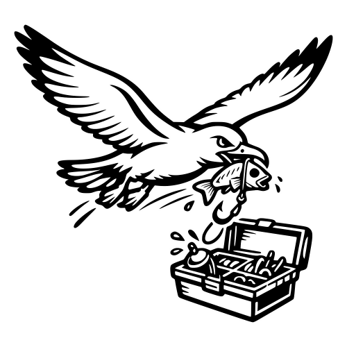 Seagull Stealing Bait Illustration - Vector Graphics - Digital File Digital My Custom Designs PDF