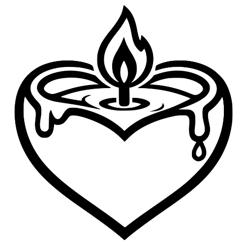 Heart Candle Sketch - Digital File - XCS Friendly Digital My Custom Designs PDF