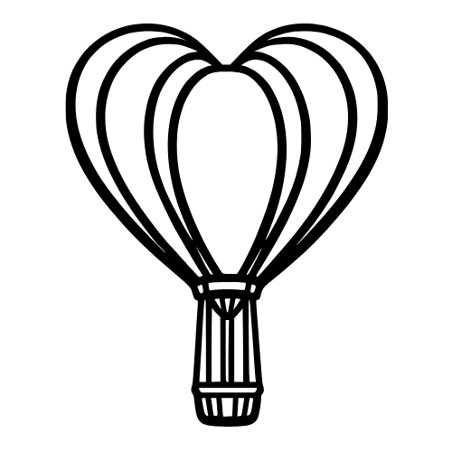 Heart-Shaped Hot Air Balloon Outline - Digital File - XCS Friendly Digital My Custom Designs PDF