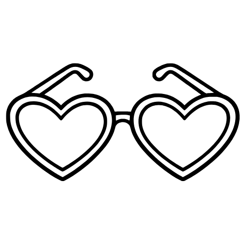 Heart-Shaped Sunglasses Outline - Digital File - XCS Friendly Digital My Custom Designs PDF