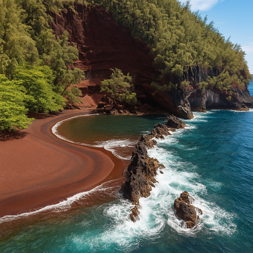 Kaihalulu Beach (Red Sand Beach) - Kaihalulu Bay (Hāna) - Hawaii United States - Rendered - Digital File Digital My Custom Designs PDF