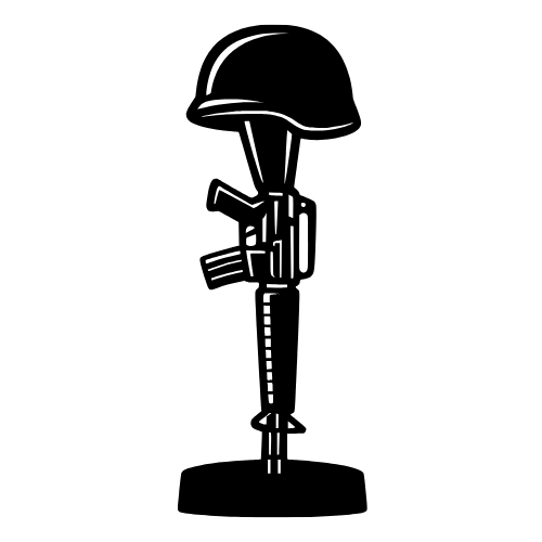 Helmet Resting on Rifle Silhouette - Vector Graphics - Digital File Digital My Custom Designs PDF