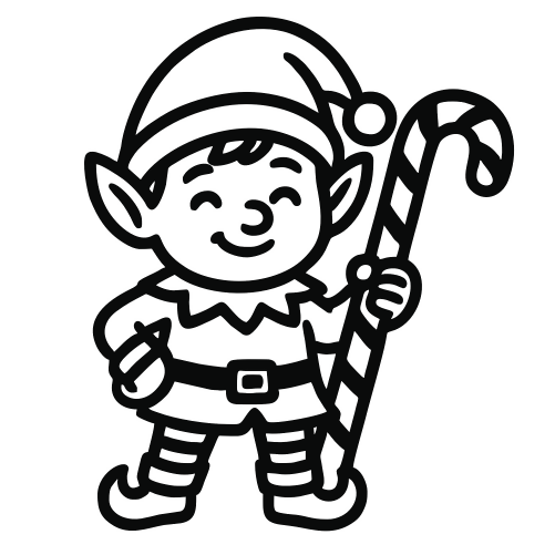 Elf with Candy Cane - Digital File - XCS Friendly Digital My Custom Designs PDF