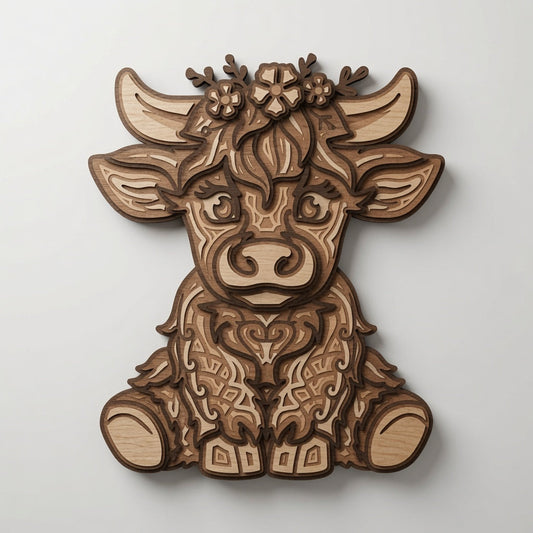 Highland Cow - Animals - Layered Line Designs - Digital File - ZIP File - Digital