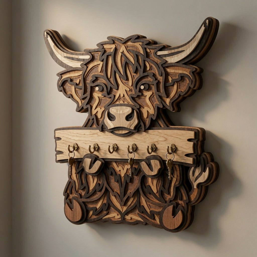 Highland Cow Key Holder - Layered Designs - Digital File - ZIP File - Digital