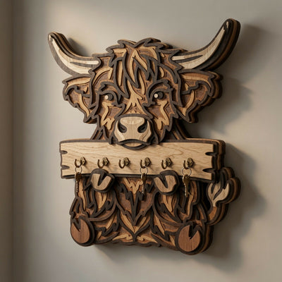 Highland Cow Key Holder - Layered Designs - Digital File - ZIP File - Digital
