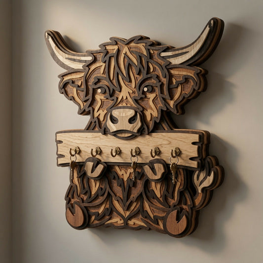 Highland Cow Key Holder - Layered Designs - Digital File - ZIP File - Digital