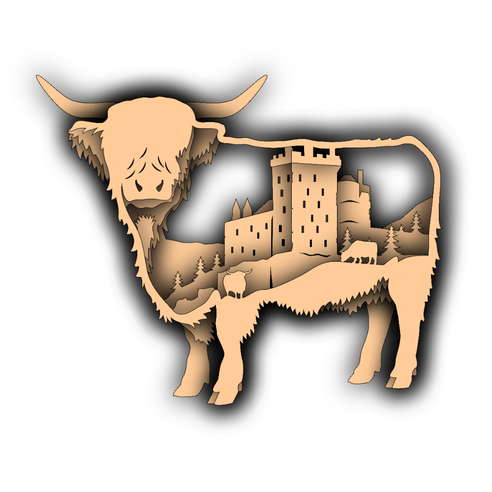 Highland Cow - Layered Nature Designs - Digital File Digital My Custom Designs SVG