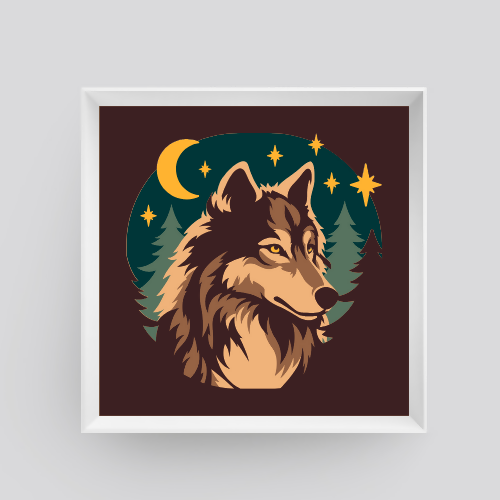 Lone Wolf Night Shadowbox - Animals - Digital File Digital My Custom Designs ZIP File