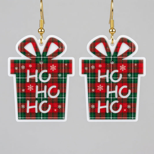 Ho Ho Ho Christmas Present Earrings - Digital File - SVG - Digital