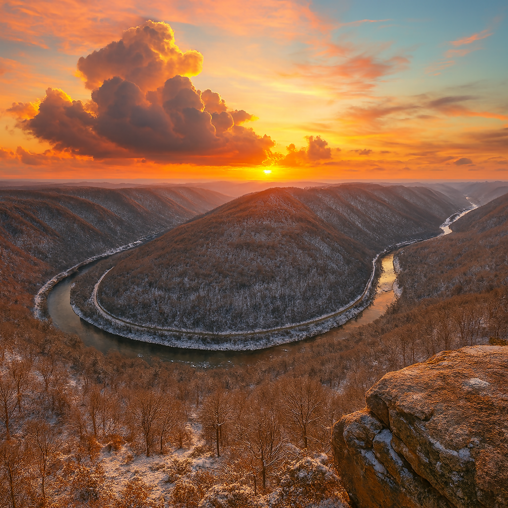 Horseshoe Bend of the East - New River Gorge National Park and Preserve - West Virginia United States - Rendered - Digital File Digital My Custom Designs PDF