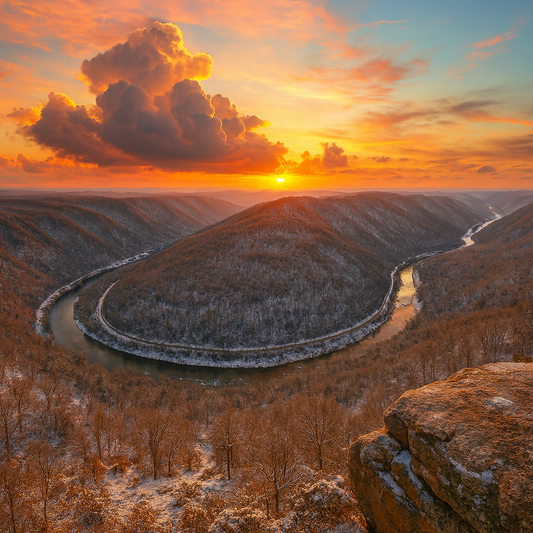 Horseshoe Bend of the East - New River Gorge National Park and Preserve - West Virginia United States - Rendered - Digital File Digital My Custom Designs PDF