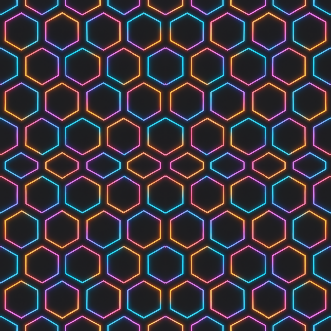 Geometric Abstract - Interlocking Neon Hexagons - Pattern - Digital File Digital My Custom Designs PNG