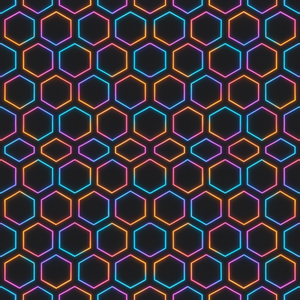 Geometric Abstract - Interlocking Neon Hexagons - Pattern - Digital File