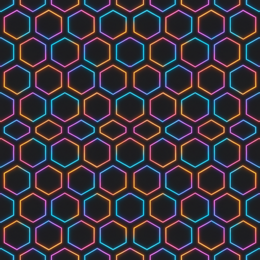 Geometric Abstract - Interlocking Neon Hexagons - Pattern - Digital File Digital My Custom Designs PNG