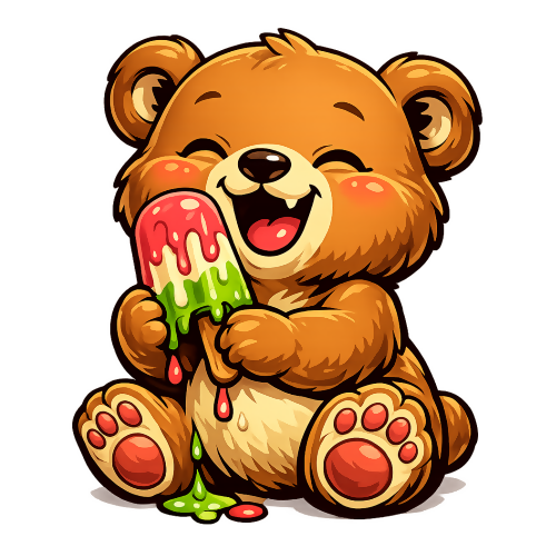 Humor & Whimsy - Baby Bear with Popsicle - T Shirt Designs - Digital File Digital My Custom Designs 300 DPI PNG