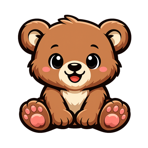 Humor & Whimsy - Cheerful Baby Bear Mascot - T Shirt Designs - Digital File Digital My Custom Designs 300 DPI PNG